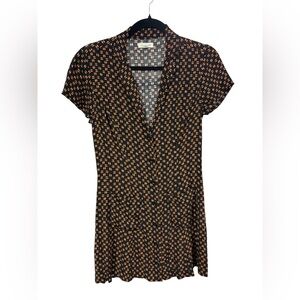 Silence + Noise Black‎ and Orange Geometric Dress